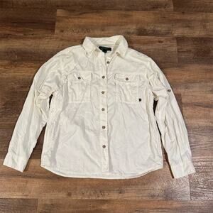 Eastern Mountain Sports Off White Button-Up 100% Nylon Gorpcore Hiking Outdoors